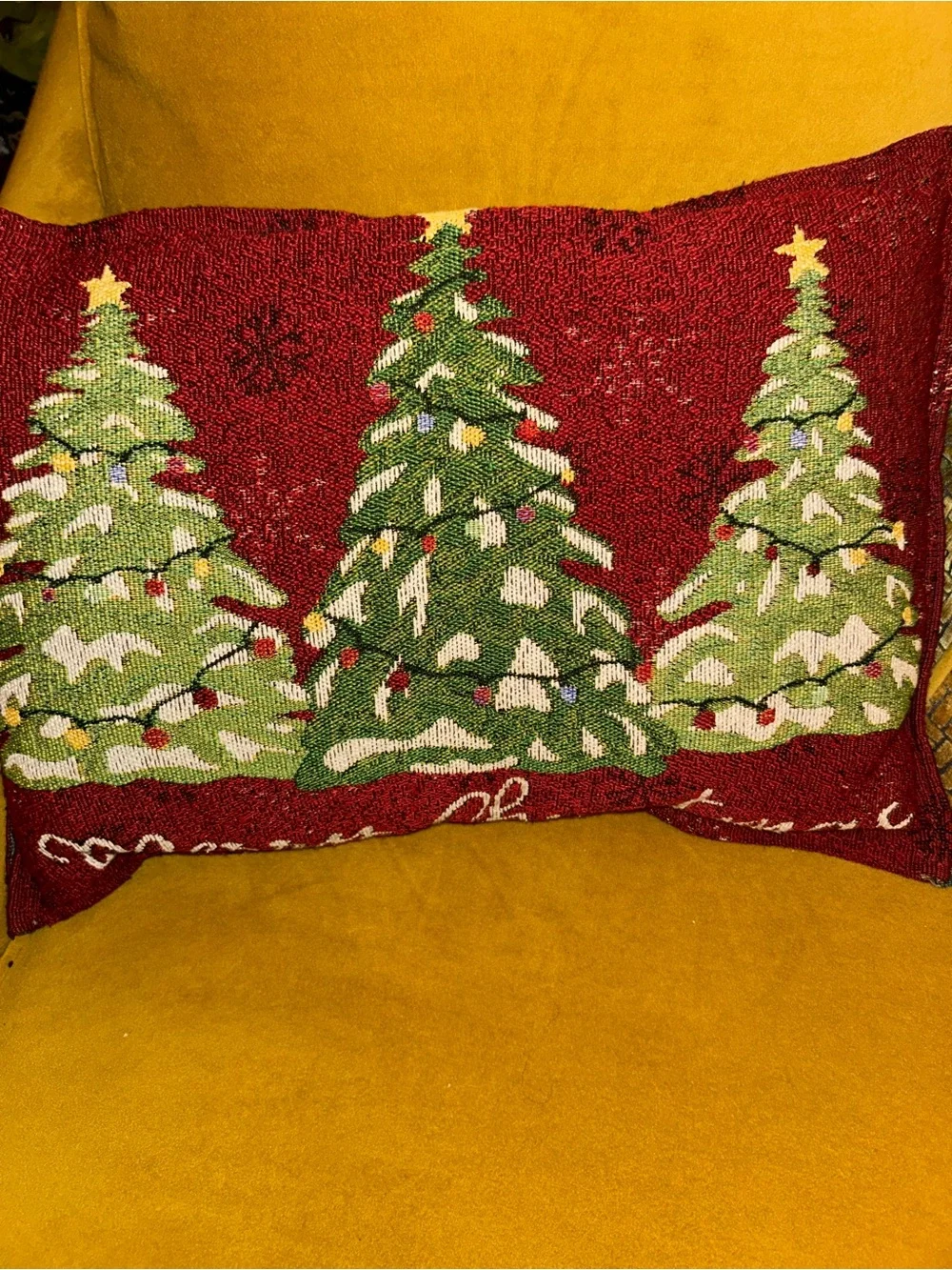 Holiday Christmas Tree Decorative Pillow - Red and Green